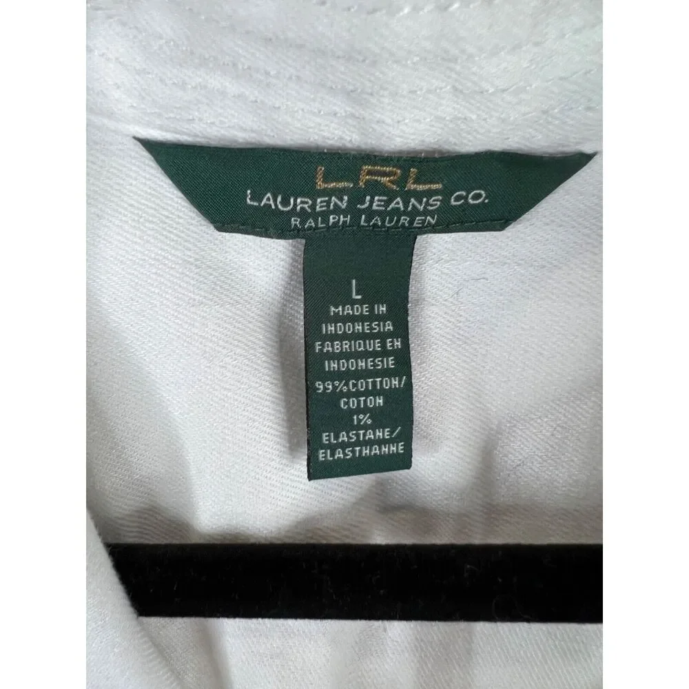 Lauren Jean Co Ralph Lauren White Button-Up Shirt Dress Pockets VTG LRL Classic - Picture 10 of 16